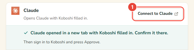 แถว Claude ใน Koboshi หลังกดเชื่อมต่อกับ Claude